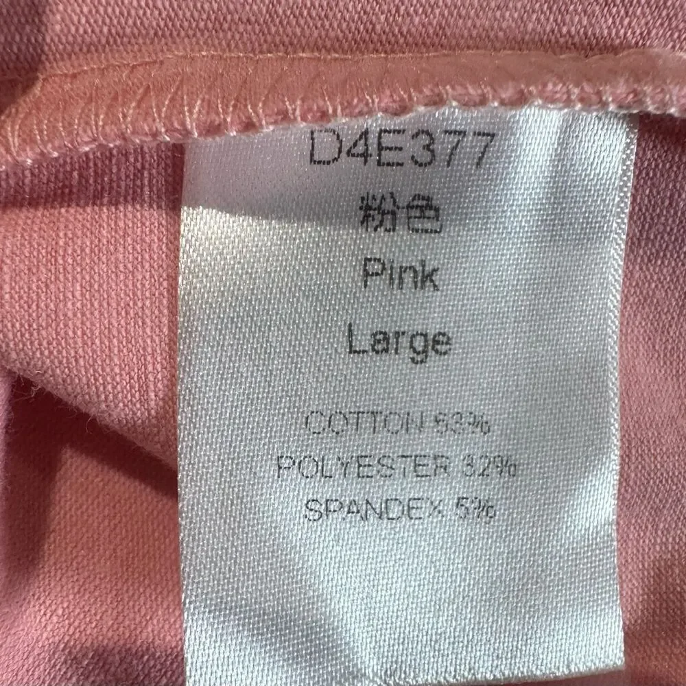 Pink pocketed cotton blend vneck jersey romper size large